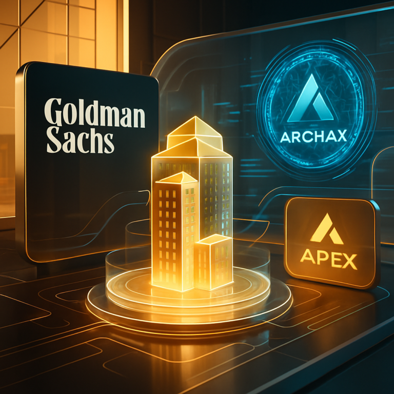 goldman sachs bundelt krachten met apex en archax voor tokenized vastgoedfonds